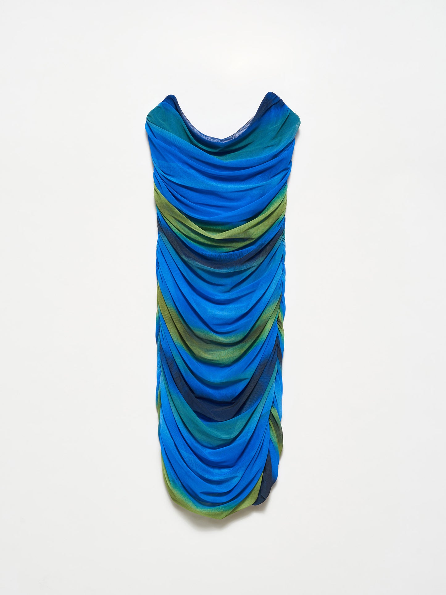 Tulle Printed Strapless Dress