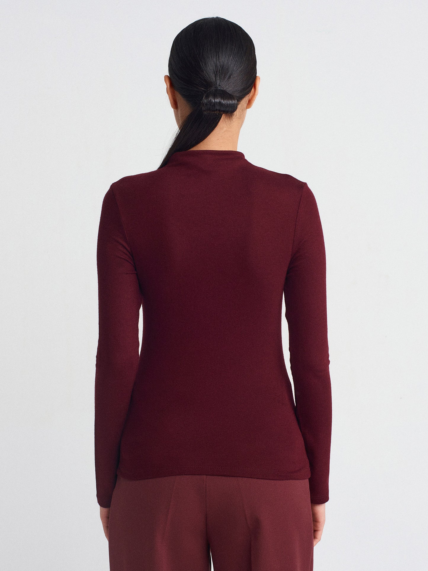 Elle Stand Collar Long Sleeve Top