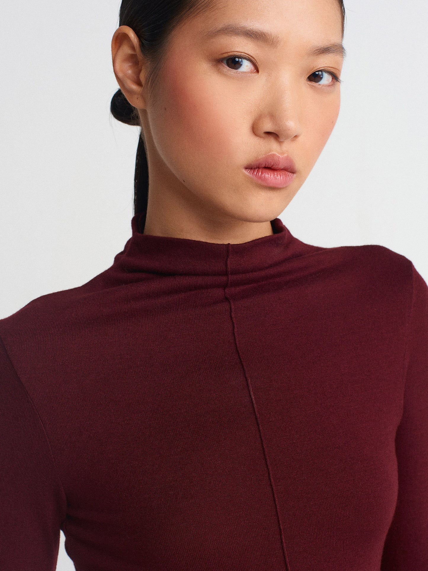 Elle Stand Collar Long Sleeve Top