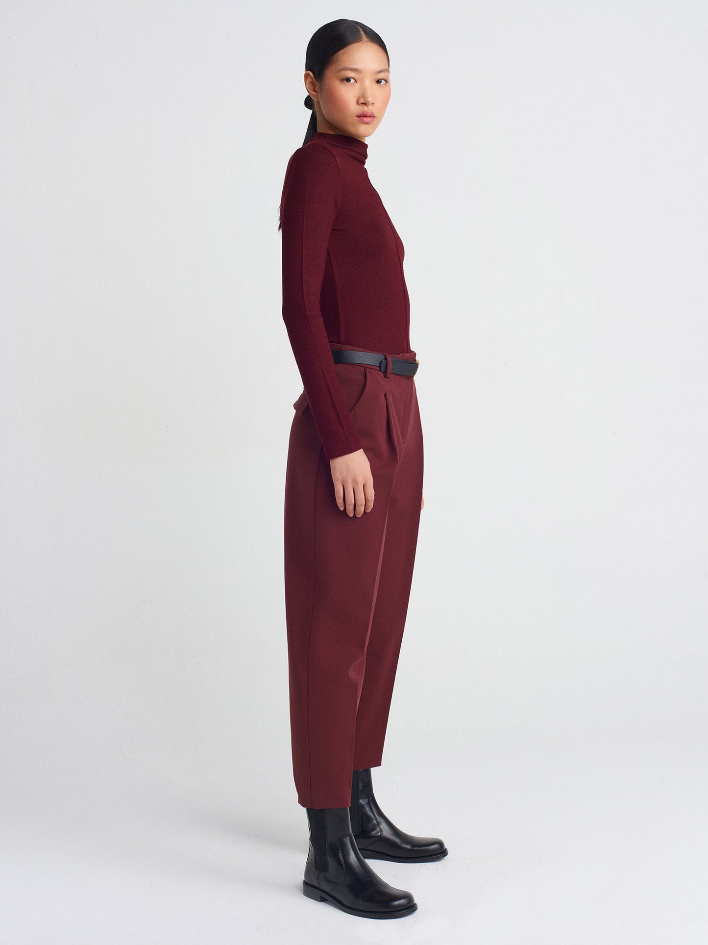 Elle Stand Collar Long Sleeve Top