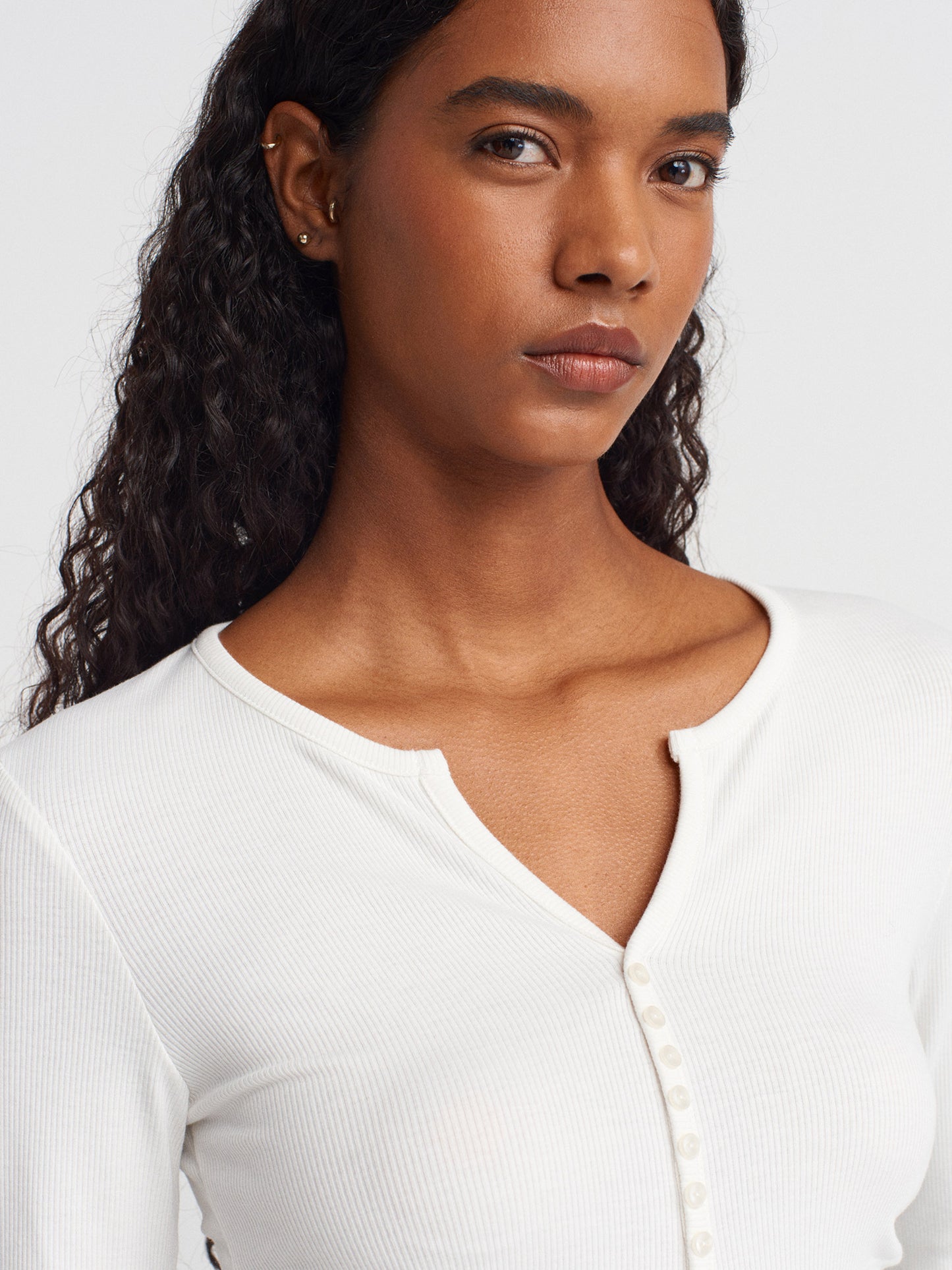 Sia Button Detailed Gathered Top