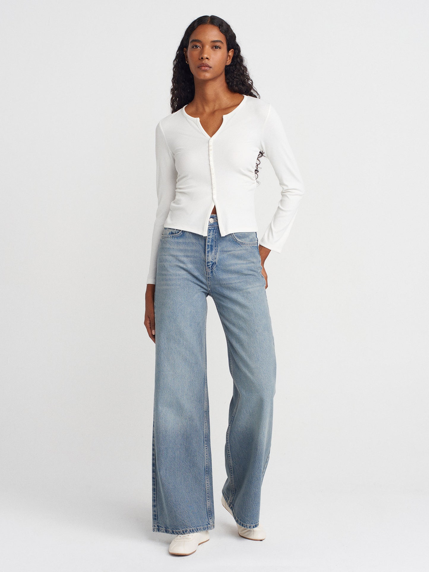 Sia Button Detailed Gathered Top