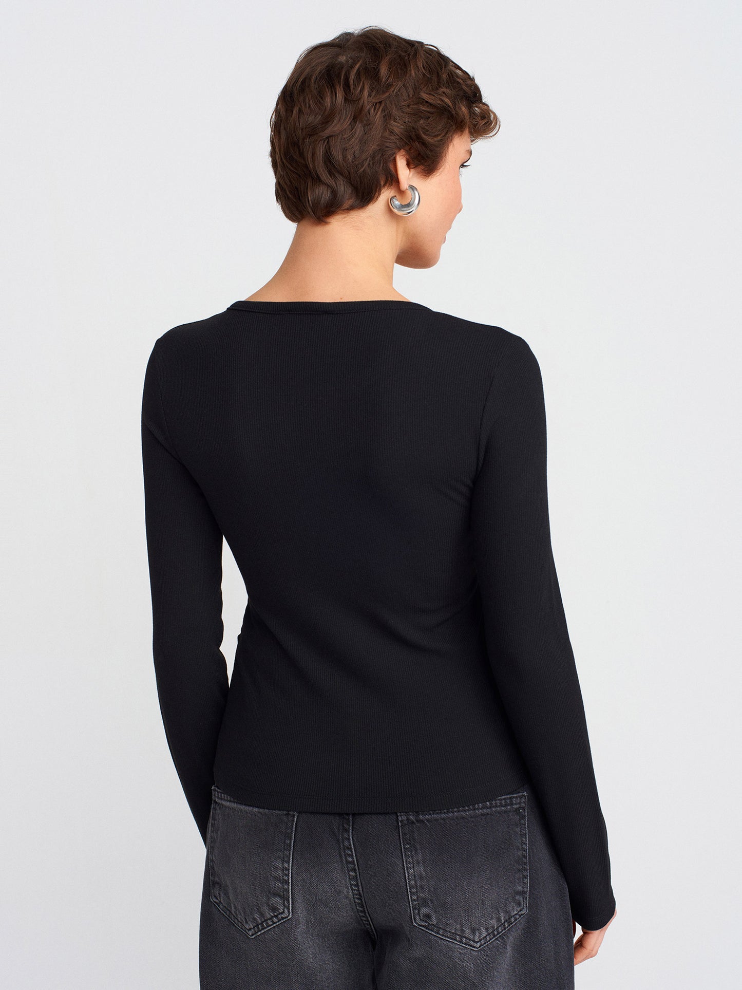 Sia Button Detailed Gathered Top