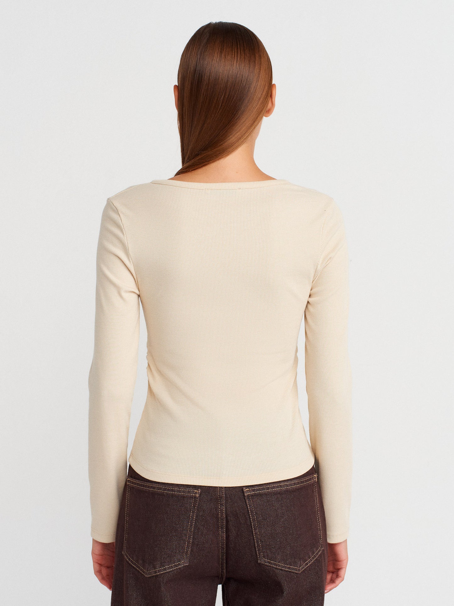 Sia Button Detailed Gathered Top