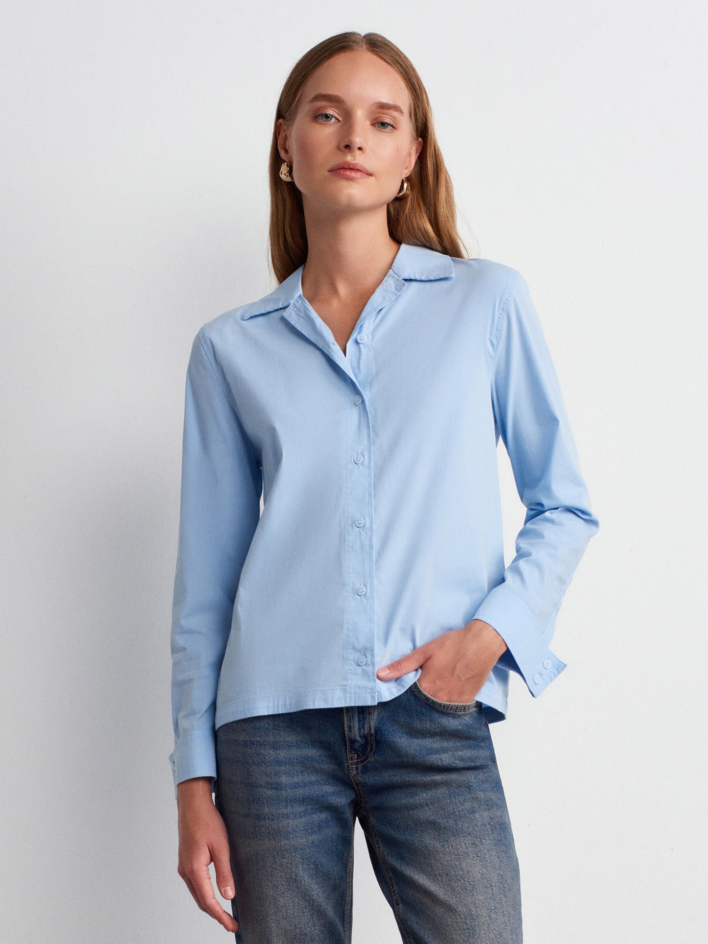 Naomi Backless Shirt-Blue