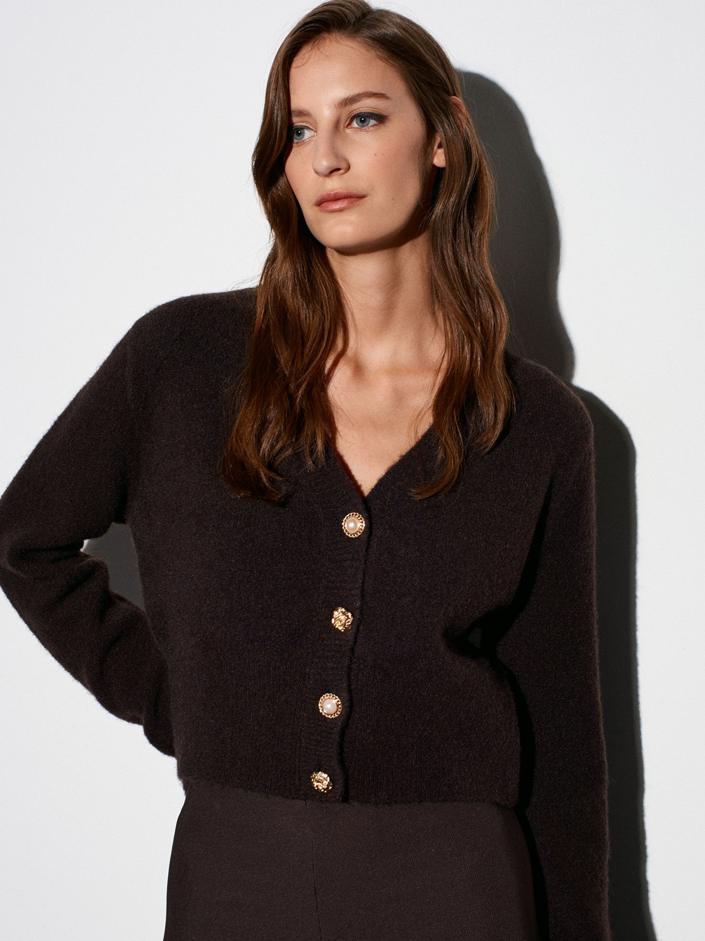 Shira Wool Blend Buttoned Knitted Cardigan