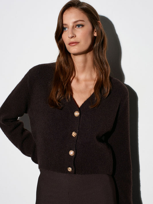 Shira Wool Blend Buttoned Knitted Cardigan