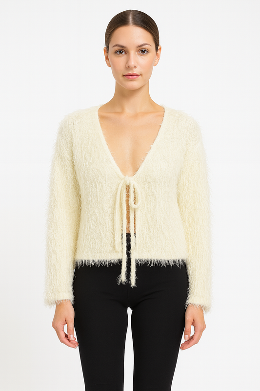 Noa Fur Cardigan in White