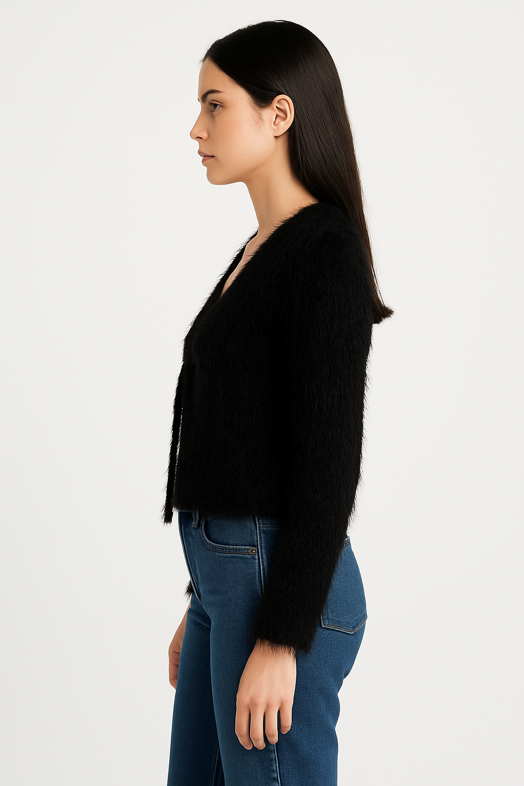 Noa Fur Cardigan in Black