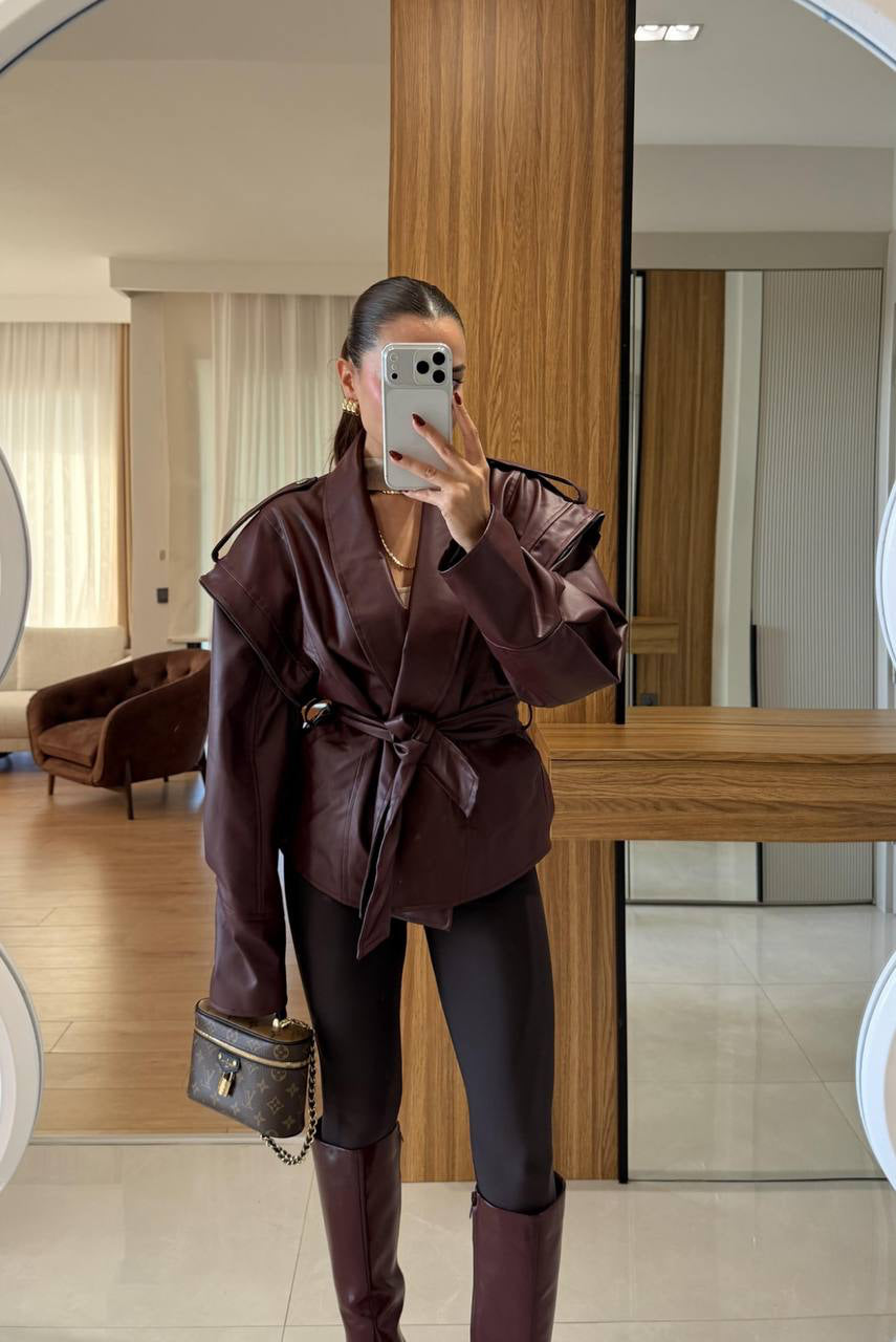 Cleo Leather Jacket in Bordo