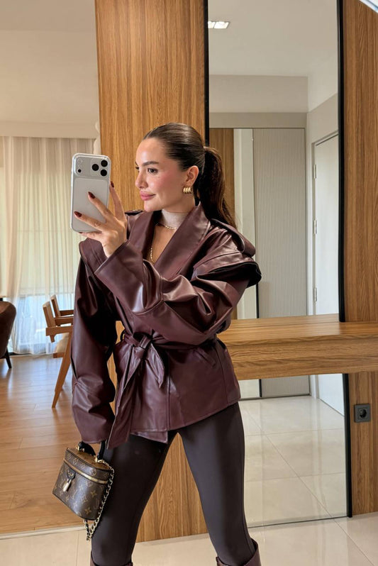 Cleo Leather Jacket in Bordo