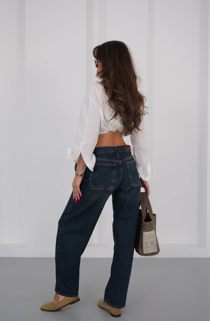 ג׳ינס באגי בגזרה גבוהה בסגנון בלון