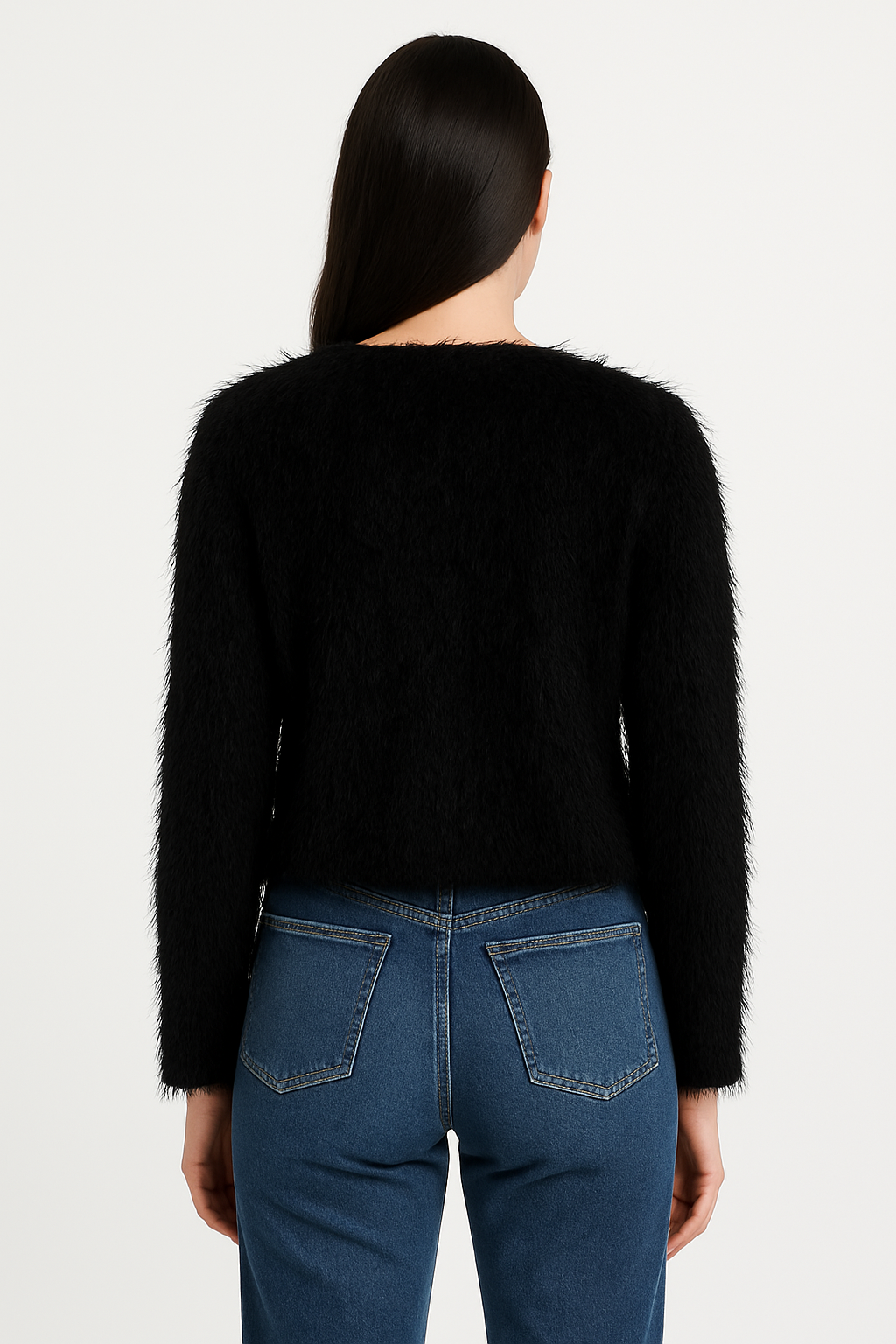 Noa Fur Cardigan in Black
