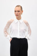 חולצה עם תחרה בשרוולים – לבן